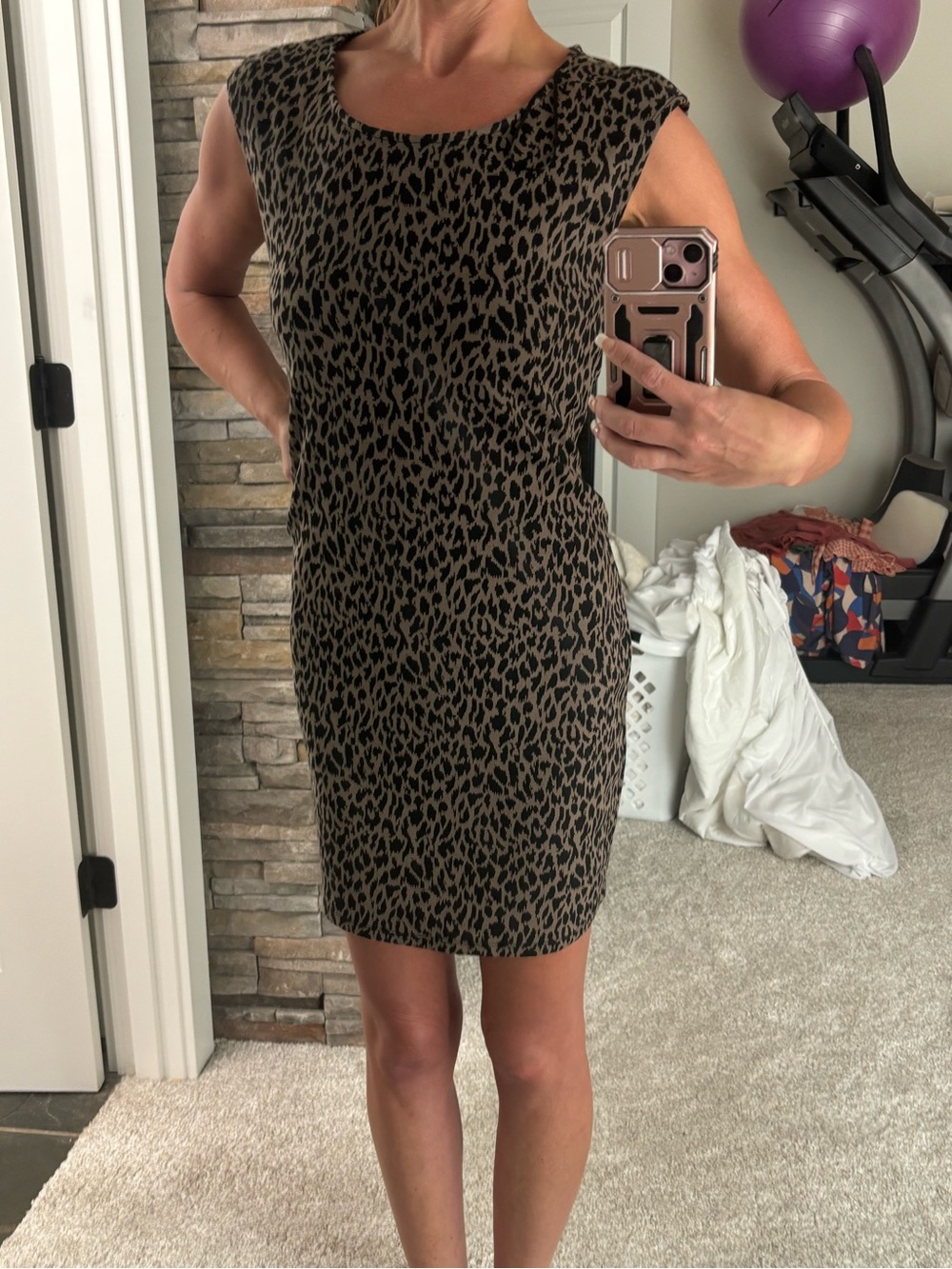 Nine West Leopard-Print Mini Dress in Brown and Black